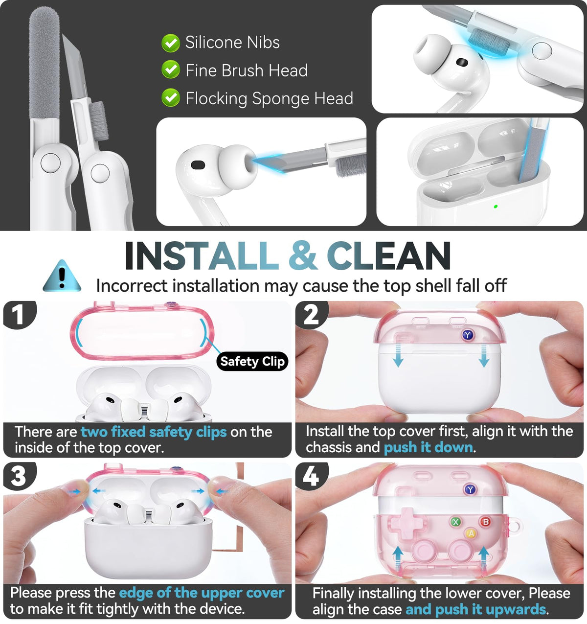 Polislime AirPods Pro 3 case bundle includes cleaning pen, keychain, booster
