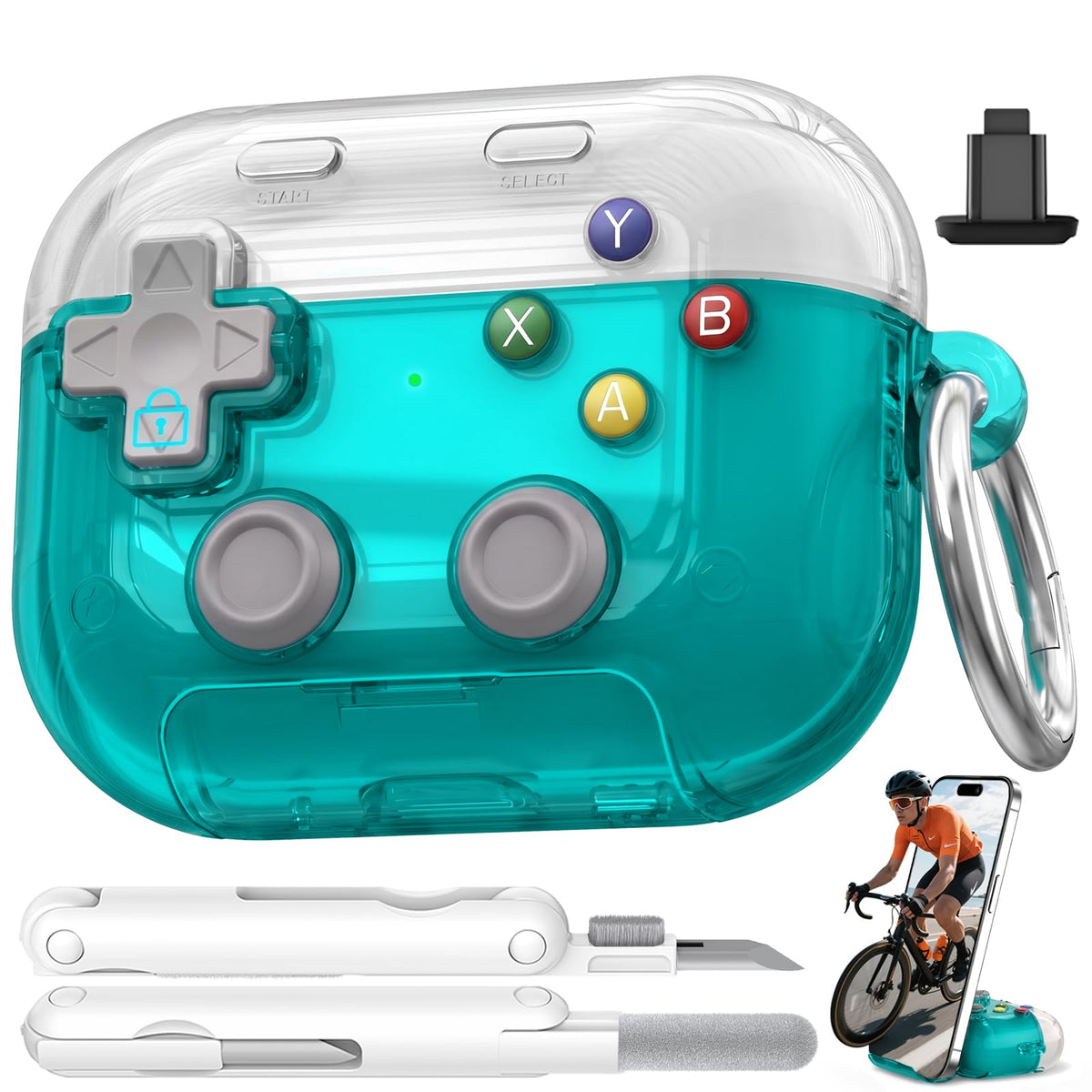 Polislime AirPods Pro 3 case pressable-button demonstrates tactile stress relief