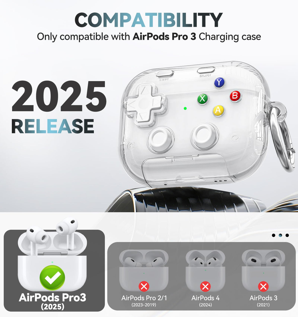 Polislime AirPods Pro 3 case with safety lock keeps pods secure during transport.