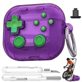 Polislime AirPods 4 case clear purple front view highlights grip-friendly profile