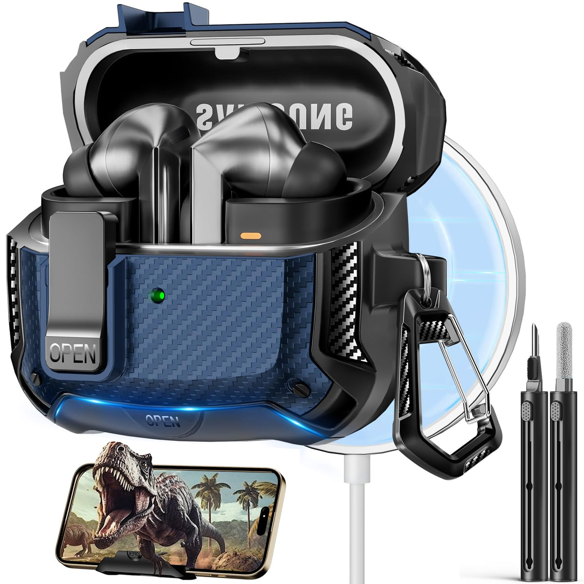 Polislime Buds3 case front view with durable protection against drops.