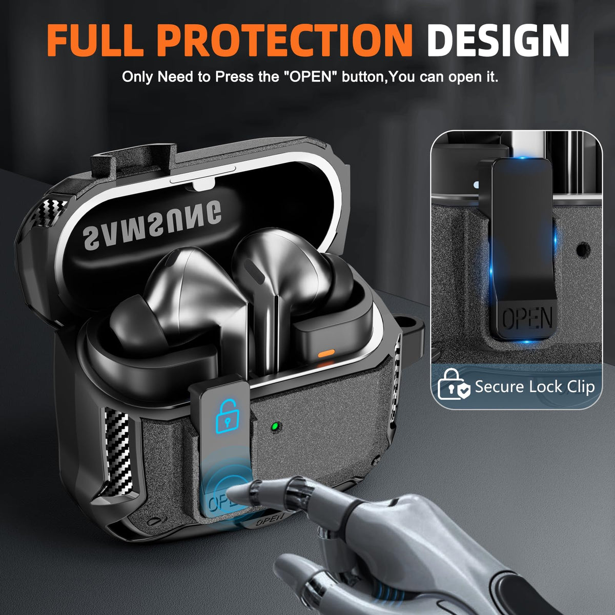 Polislime Buds3 case with keychain for portable protection on the go.