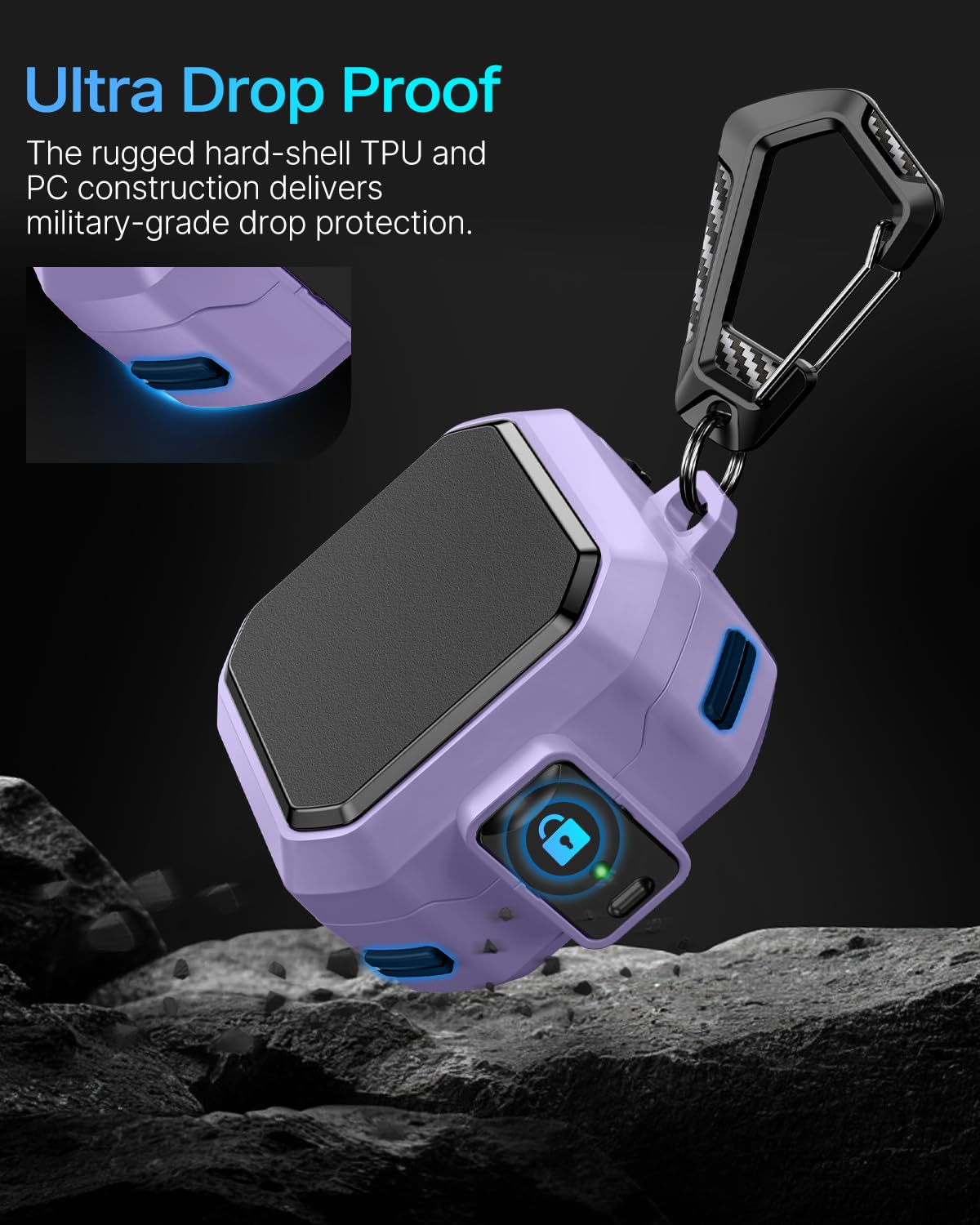 Polislime Buds4 Pro case lock detail highlighting upgraded mechanism.
