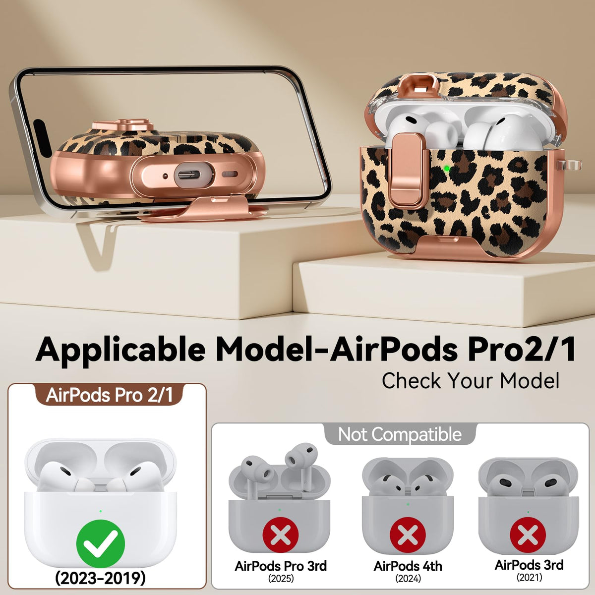 Polislime built-in stand AirPods Pro case enables hands-free viewing.