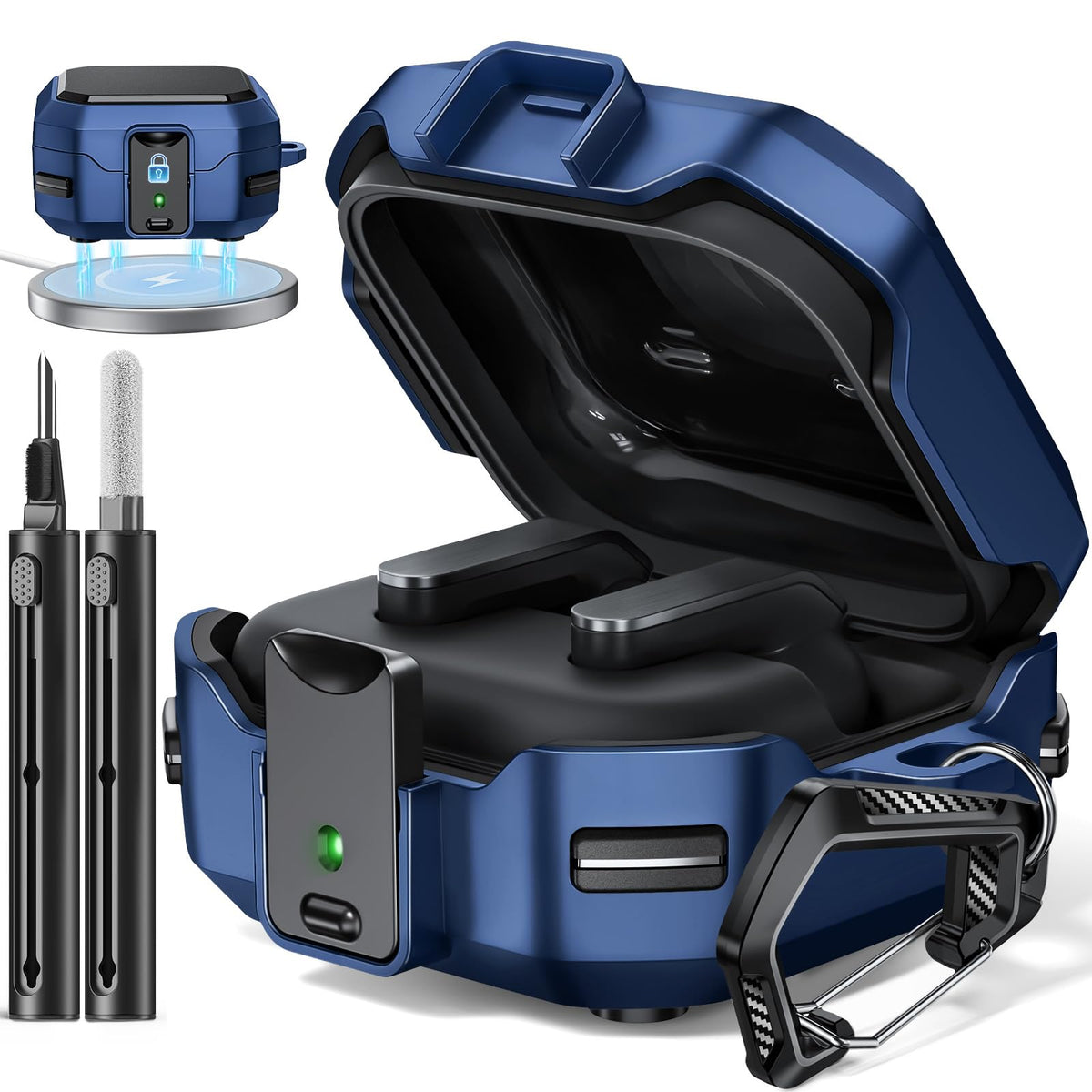 Polislime safety lock case blue close-up highlights secure closure and MagSafe compatibility