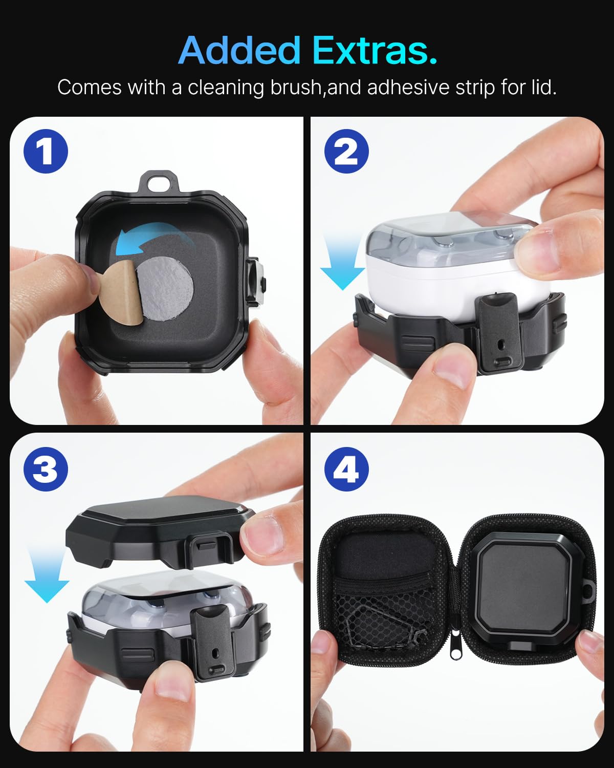 Travel-ready Polislime case with cleaning kit and keychain