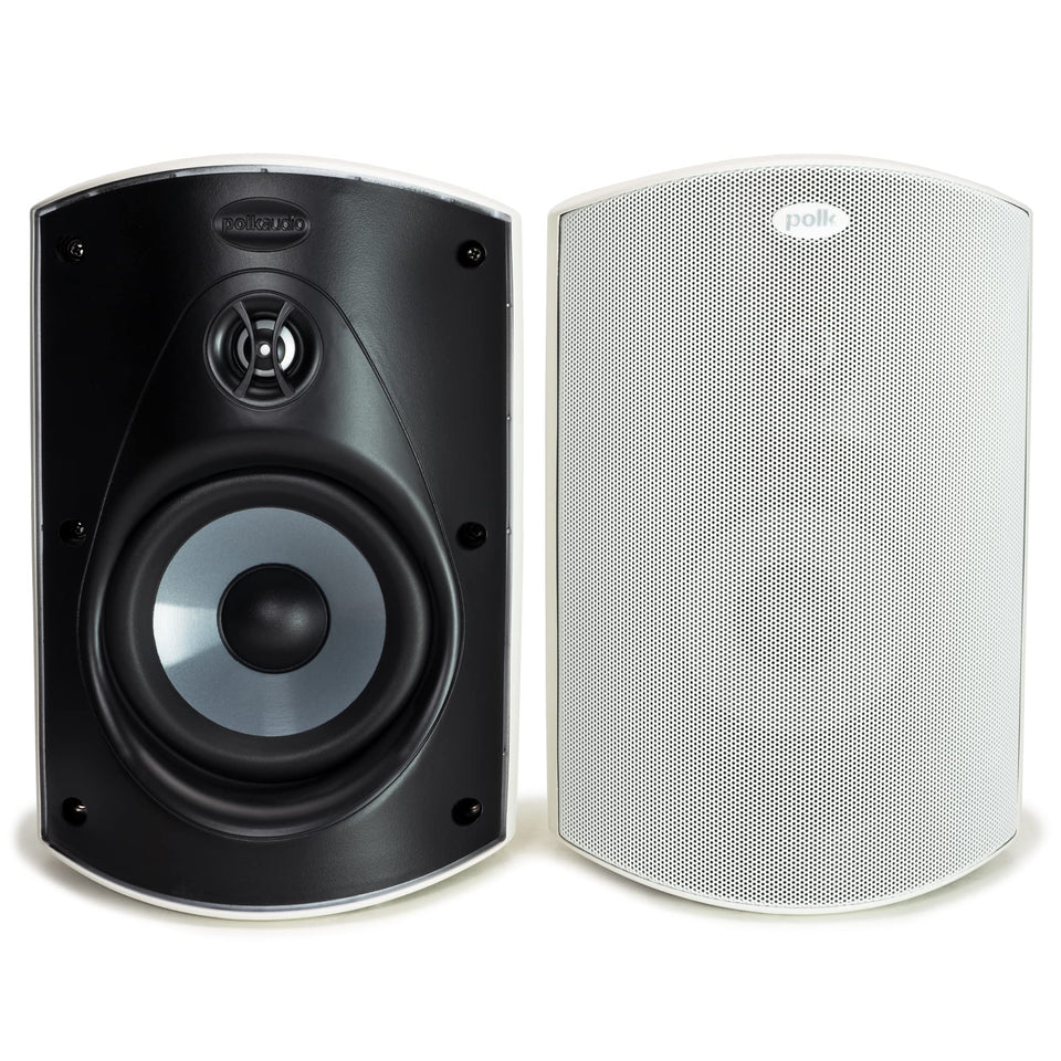 Polk Atrium 5 outdoor speaker in white with wired design for year-round patio listening