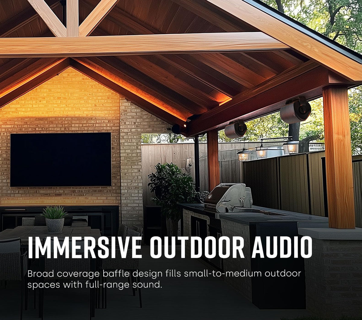 Polk Audio Atrium 4 compact outdoor speaker setup fits tight spaces.