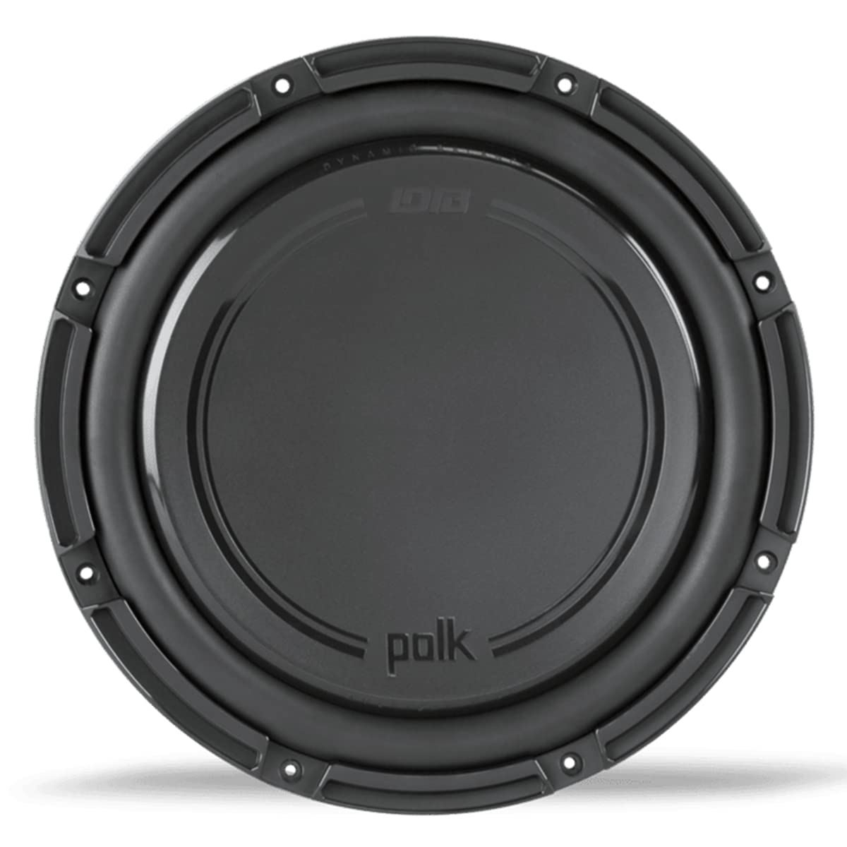 Polk Audio DB1242 DVC 12-inch subwoofer in marine/car setup delivering deep, distortion-free bass.