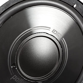 Polk Audio DB6502 tweeter close-up highlighting silk dome highs for clear imaging.