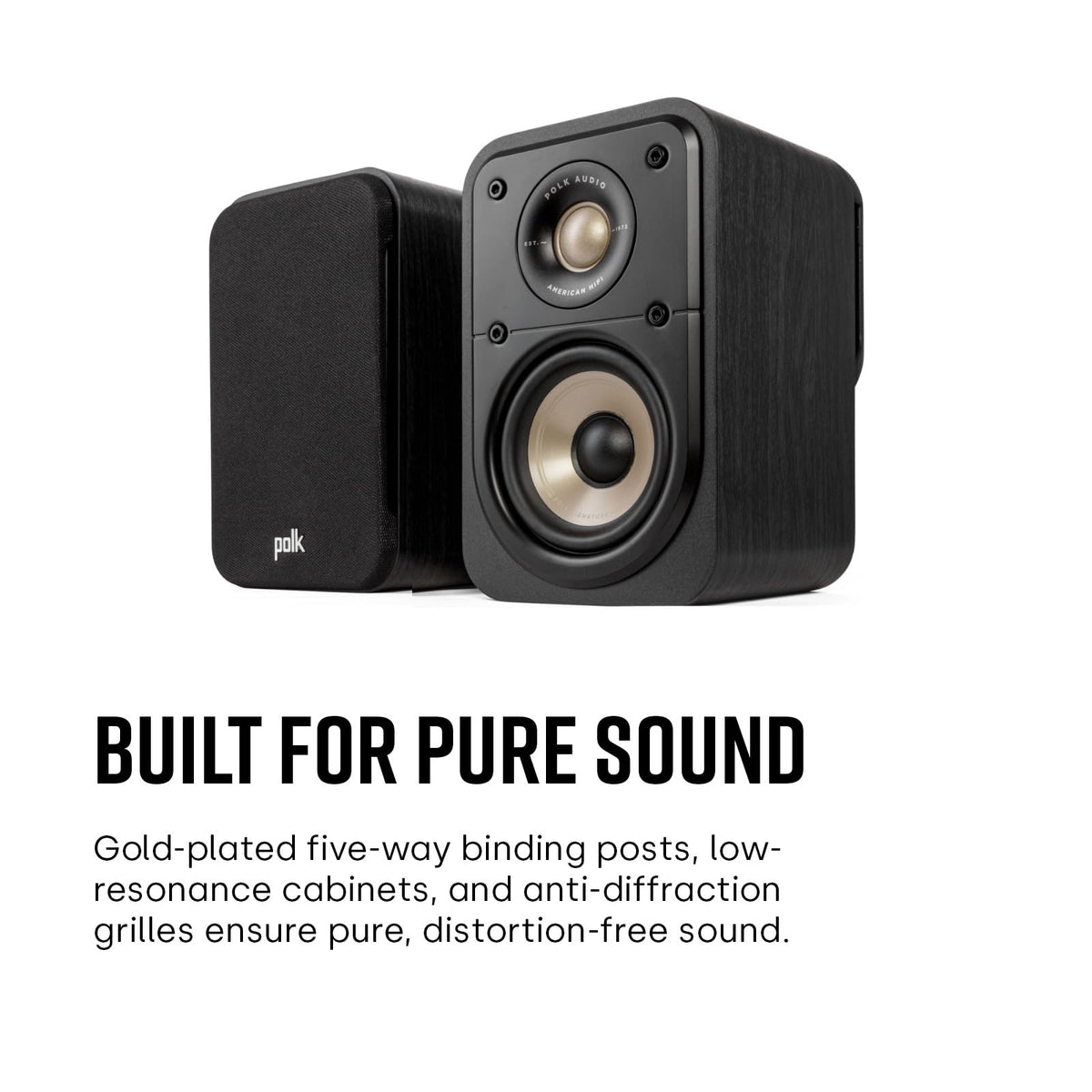 Polk Audio setup suits living rooms, media centers, and home theaters.