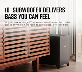 Dolby Atmos and DTS:X indicators on Polk MagniFi Max AX sound bar
