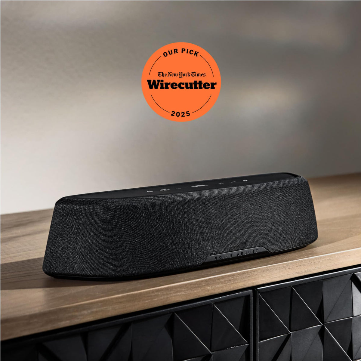Angled shot of MagniFi Mini AX highlighting slim profile for small spaces.