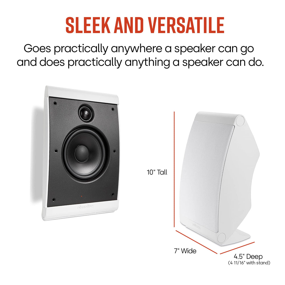 Polk Audio OWM3 bookshelf speaker front view for desktop or shelf setup