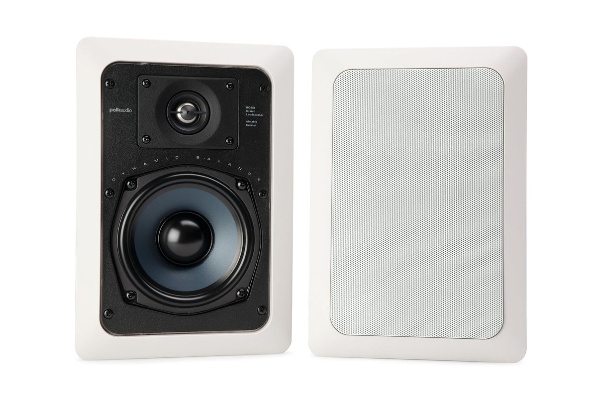 Polk Audio RC55i in-wall speaker hole cutout ready for flush installation.