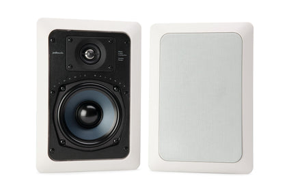 Polk Audio RC55i in-wall speaker hole cutout ready for flush installation.