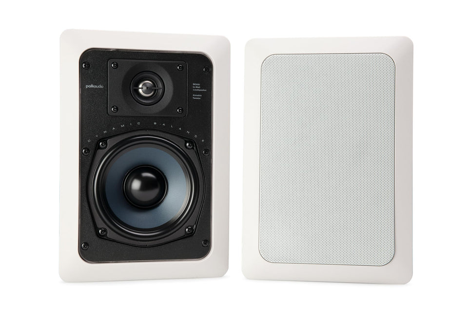 Polk Audio RC55i in-wall speaker hole cutout ready for flush installation.
