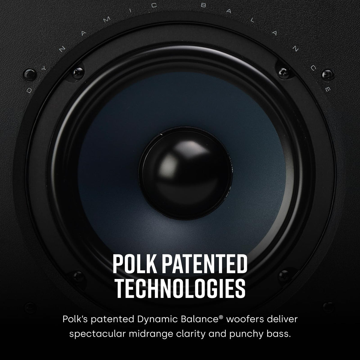 8-inch Dynamic Balance woofer detail on RC85i for deep bass
