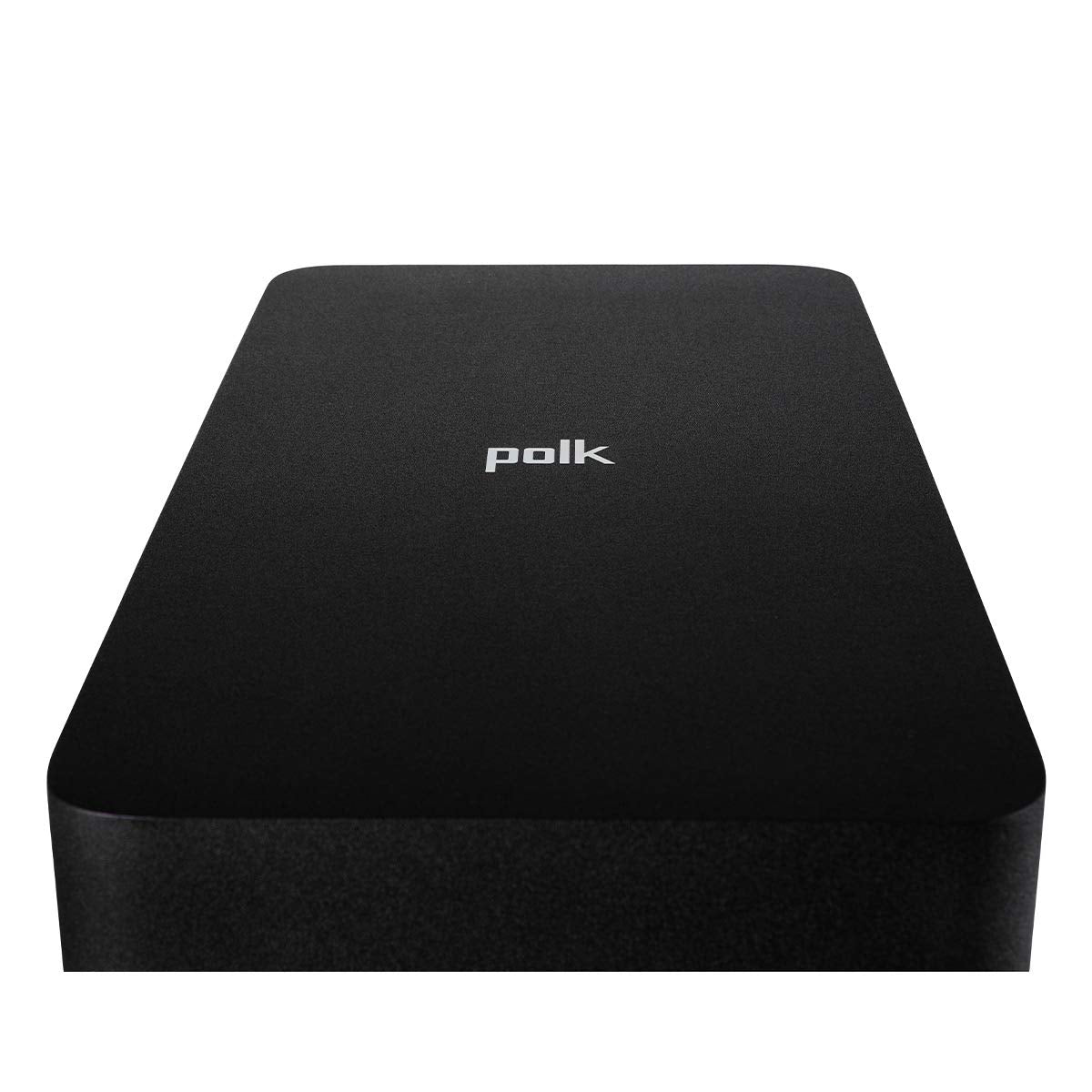 Polk Audio React subwoofer bass dial illustrating voice-controlled adjustments