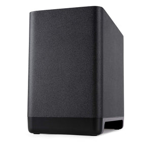 Polk Audio React subwoofer front view showing deep bass capability for immersive viewing