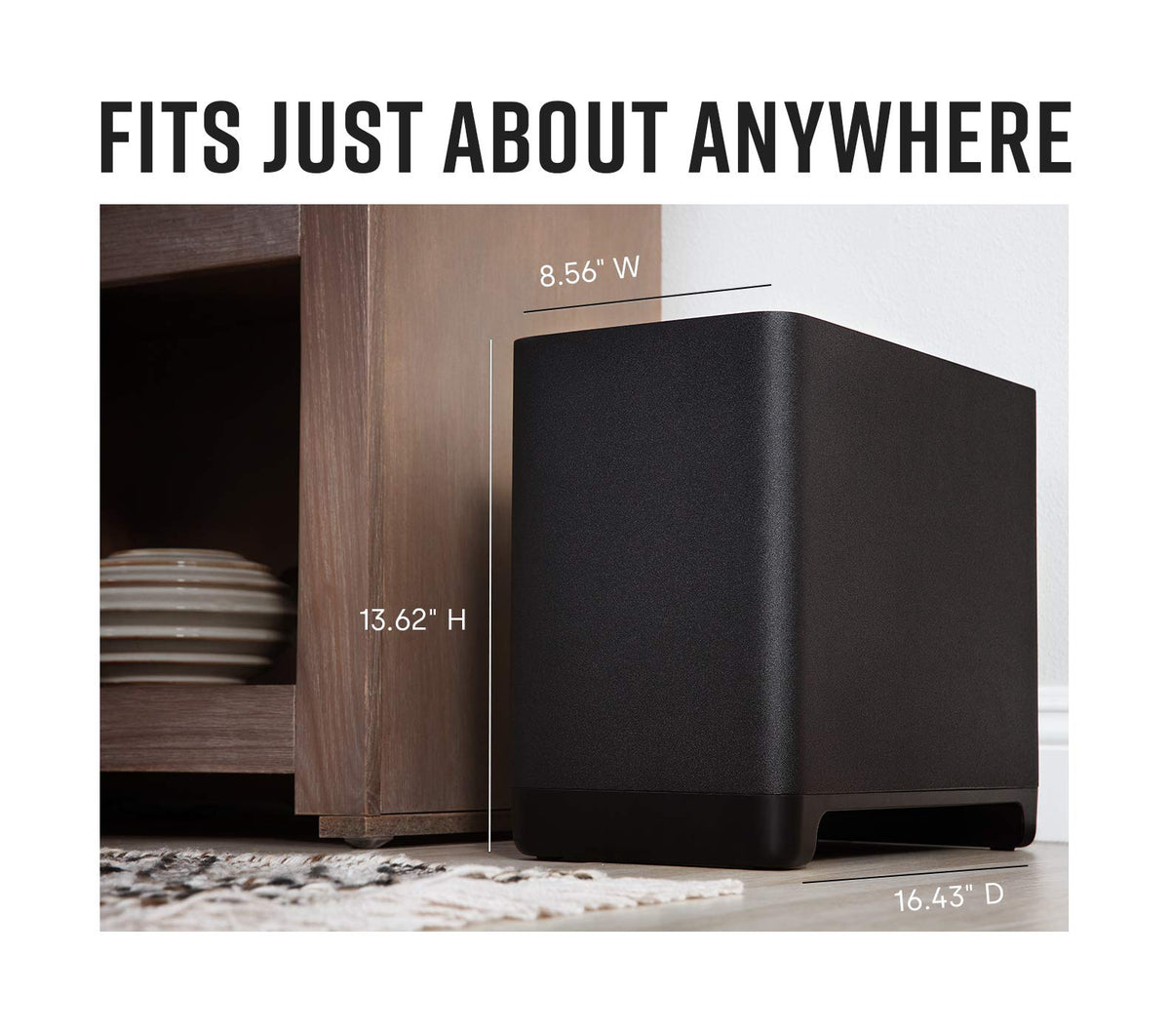 Polk Audio React subwoofer rear panel with wireless input and ports