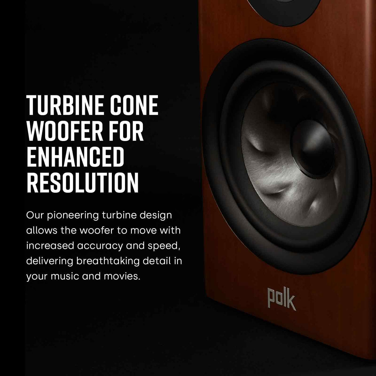 Polk Audio Reserve R200 front grille mounted for clean aesthetics and sound clarity.