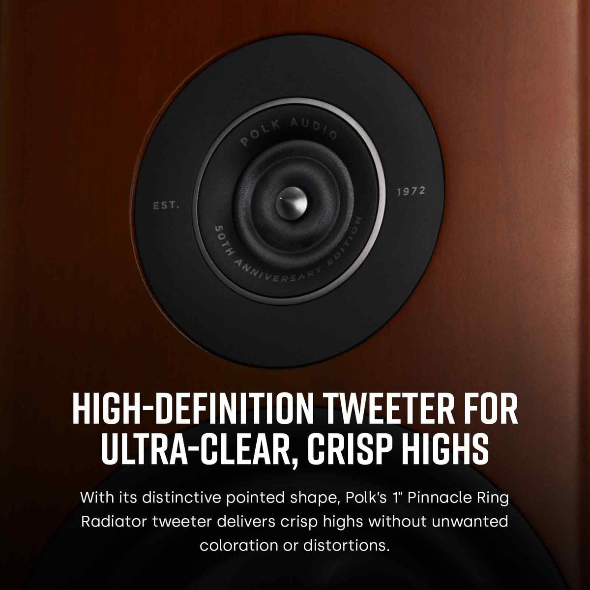 Polk Audio Reserve R200 6.5-inch woofer detail for tight bass.