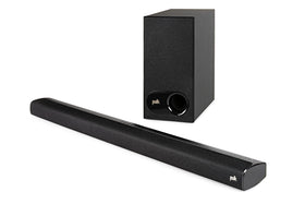 Polk Audio Signa S2 sound bar front view enhances TV audio with slim design.