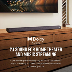 Signa S3 sound bar with wireless subwoofer delivering deep bass in a living room
