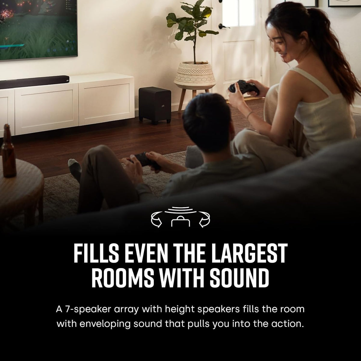 Polk Audio Signa S4 Dolby Atmos height effect illustration for cinematic immersion.