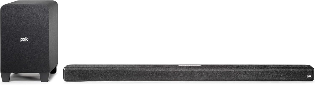 Polk Audio Signa S4 soundbar front view with immersive sound and dialogue clarity.