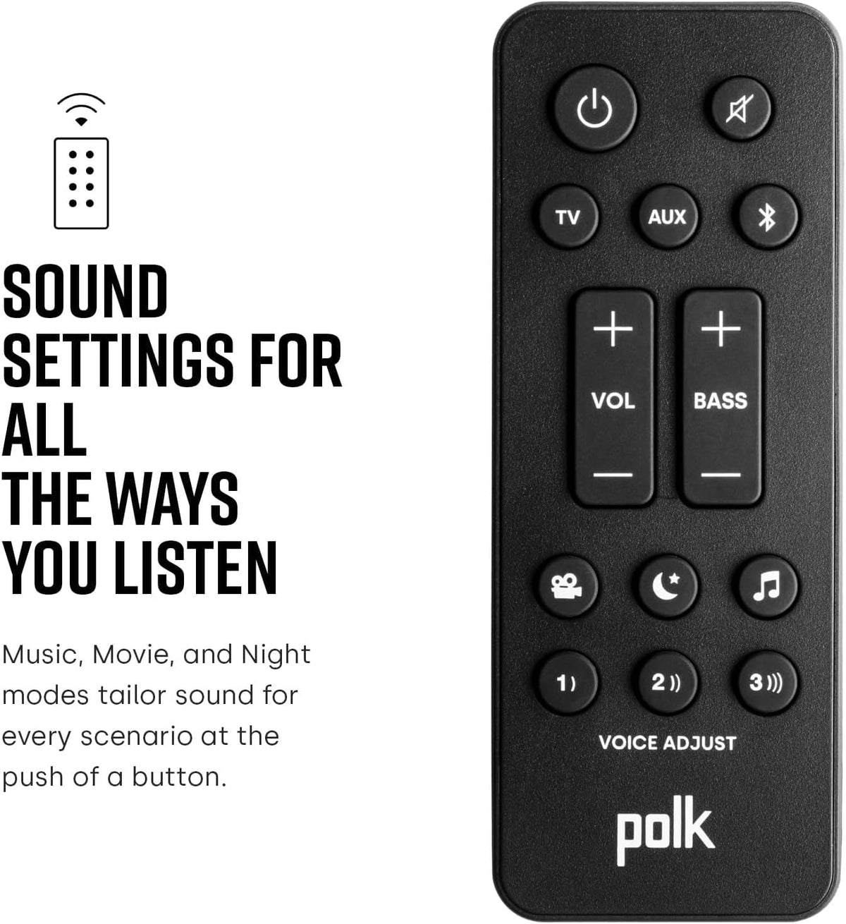 Polk Audio Signa S4 VoiceAdjust feature emphasizing clearer speech.
