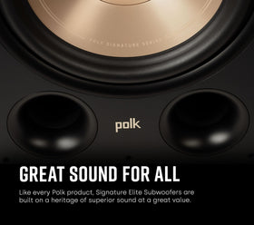 Polk ES12 in sleek black vinyl finish complements home theater décor