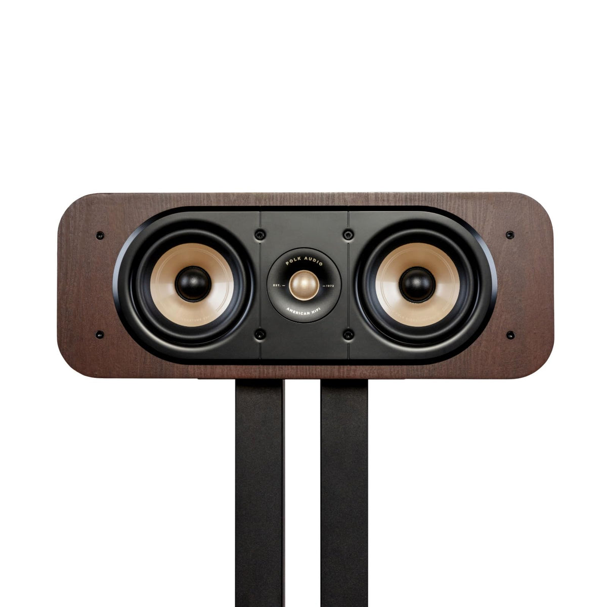 Polk ES30 tweeter close-up highlights high-resolution detail for crisp vocal clarity.
