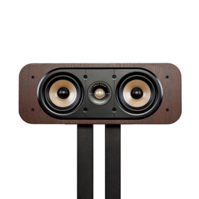 Polk ES30 tweeter close-up highlights high-resolution detail for crisp vocal clarity.
