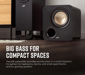 Polk ES8 8-inch woofer cone with mineral-filled polymer for precise bass output.