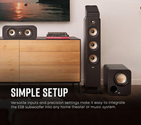 Polk ES8 rear-panel controls for easy integration with existing AV setups.