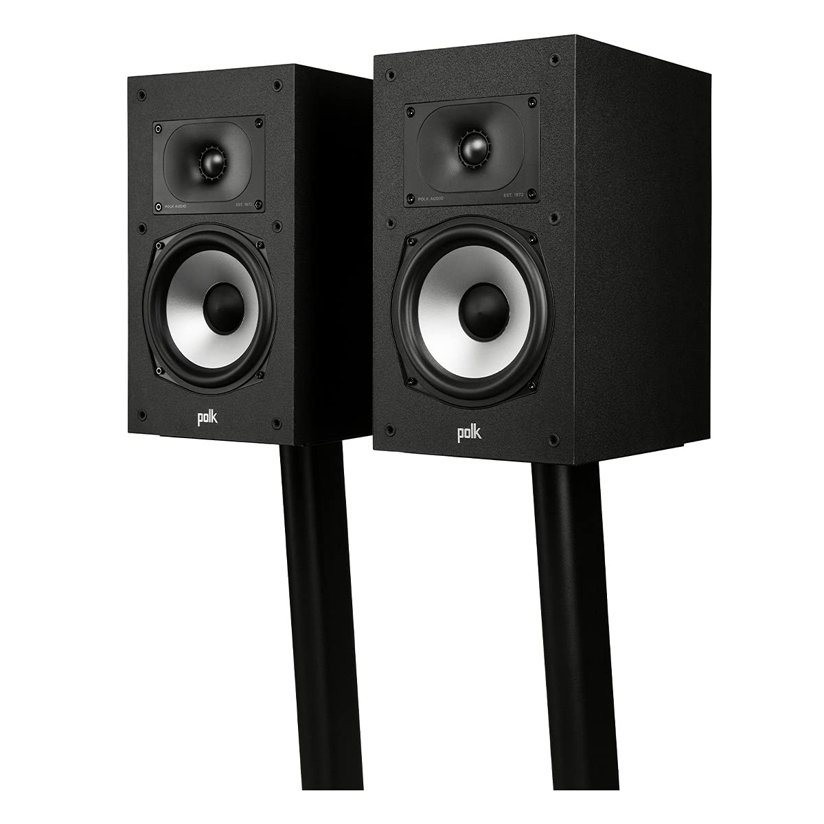 Polk Monitor XT20 bookshelf on a stand for flexible placement.