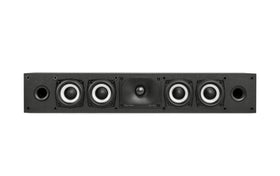 Polk Monitor XT35 slim center speaker front view delivering crisp dialogues and clear midrange.