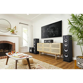Polk Monitor XT70 sleek midnight black finish complements decor.