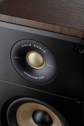 Polk Signature Elite ES15 front view in contemporary walnut finish