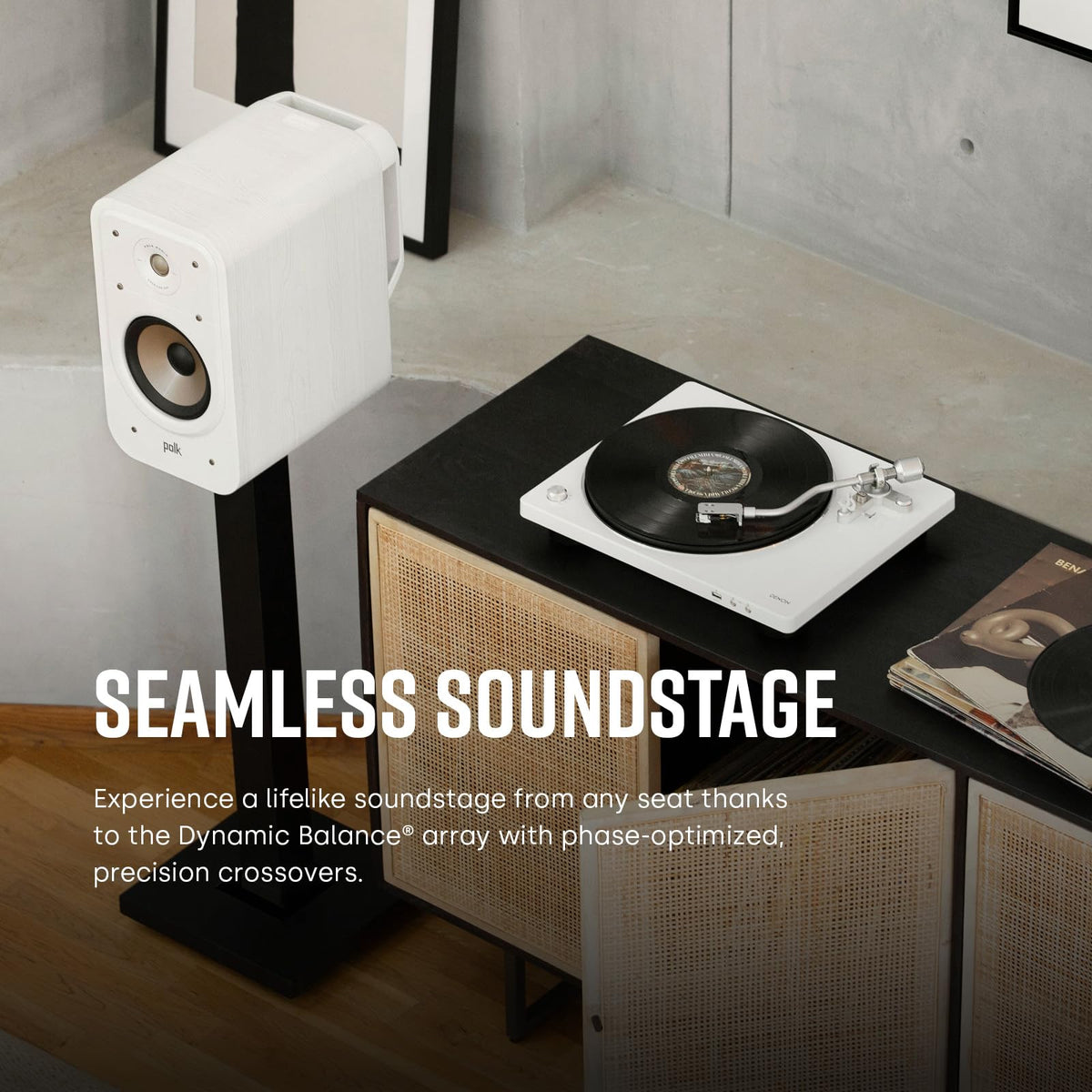 Polk ES20 wall-mount-ready; flexible placement for room-friendly setup.
