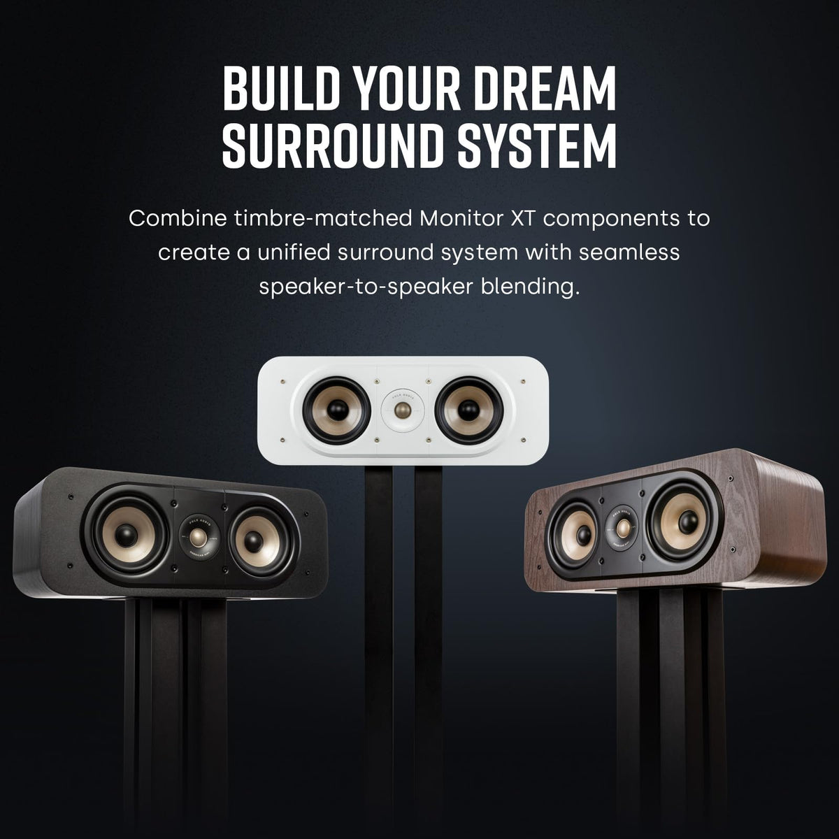 Compact center channel ideal for shelf or cabinet placement in living spaces