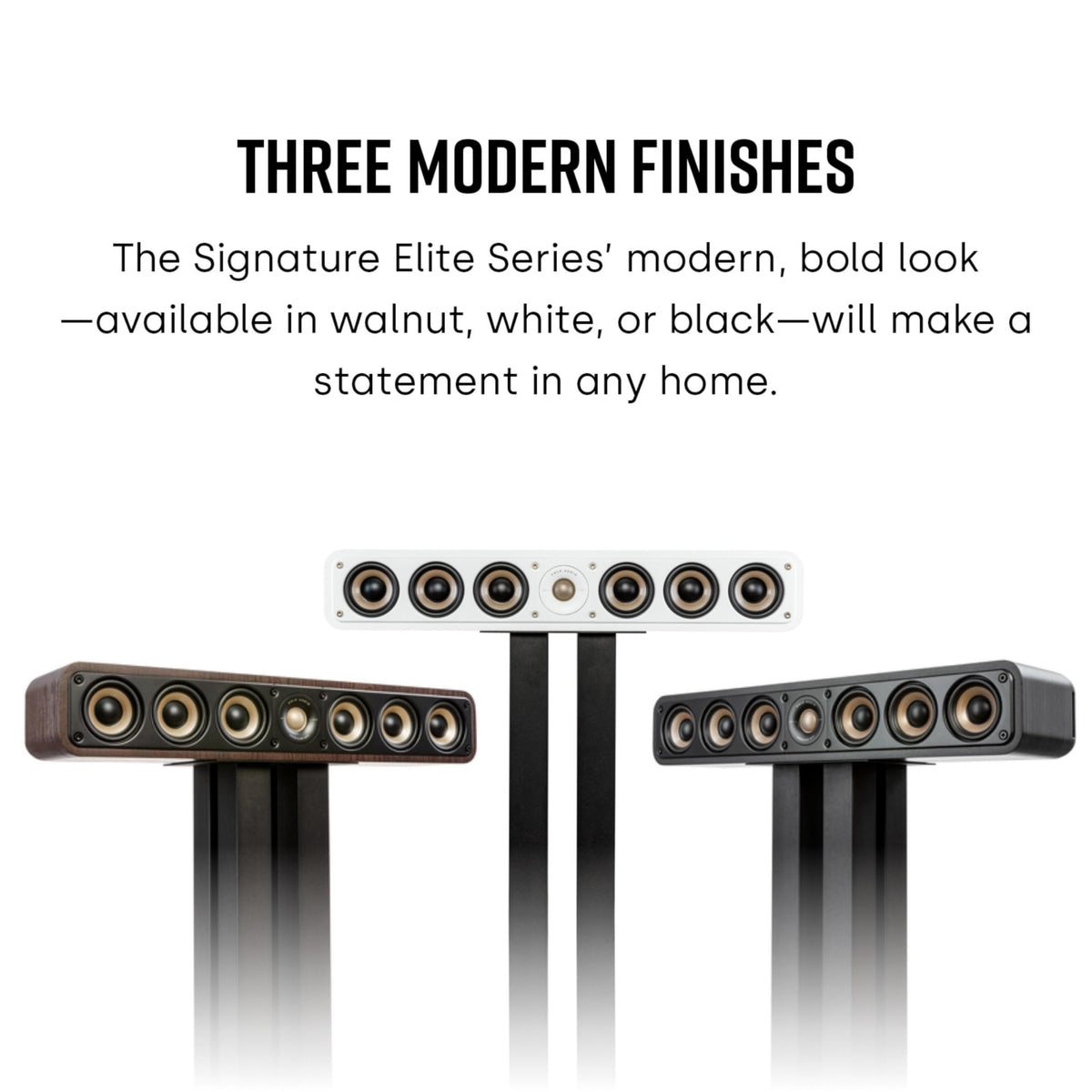 Polk Signature Elite ES35 black finish complements contemporary home theaters.