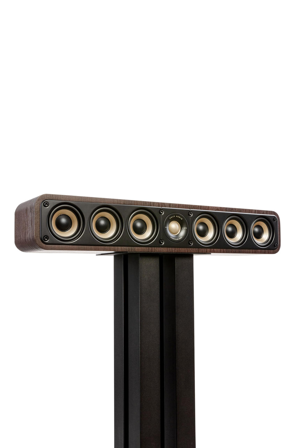 Polk Signature Elite ES35 center with front view delivering clear dialogue and spacious sound