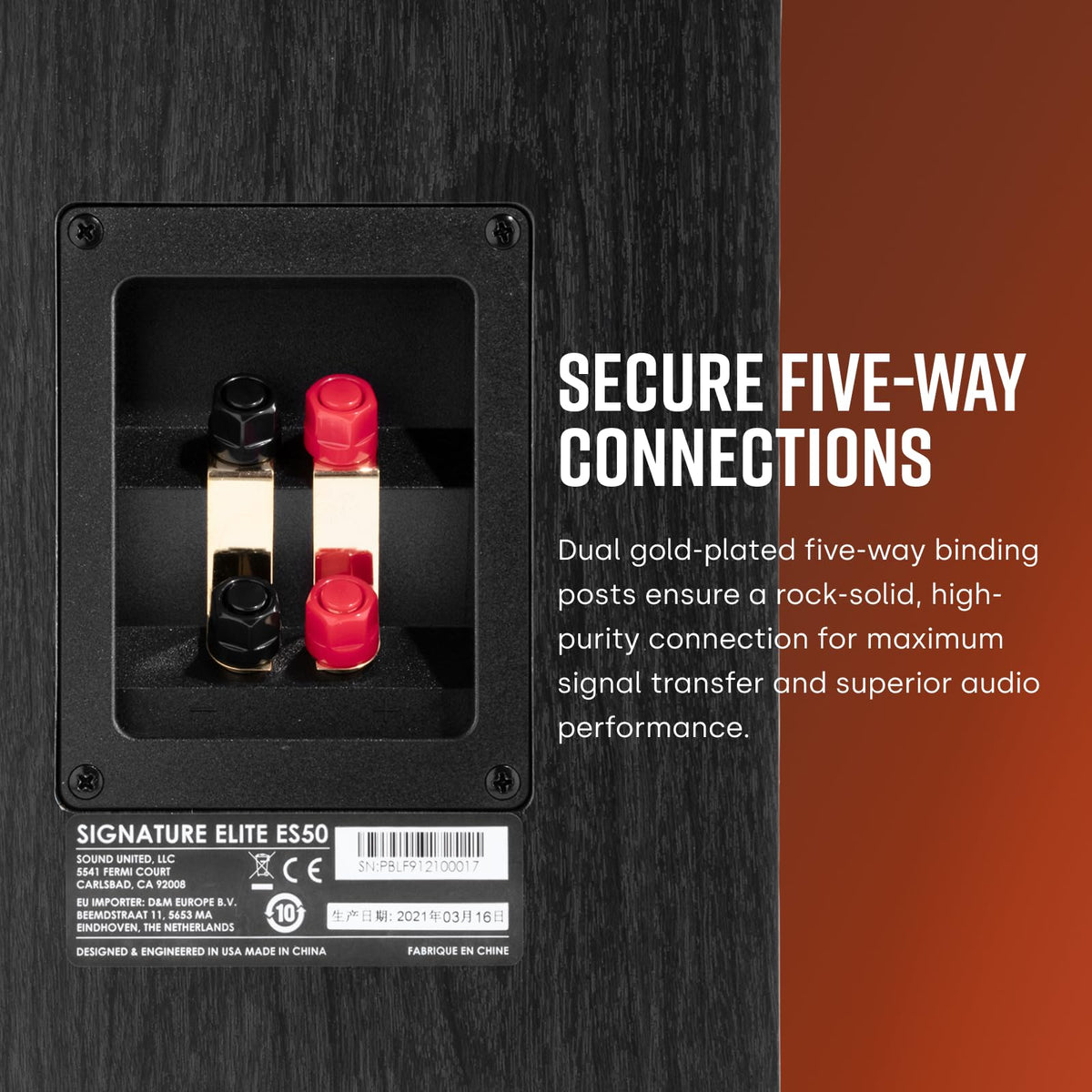 Polk Signature Elite ES50 in-room placement supports flexible, stable setup.