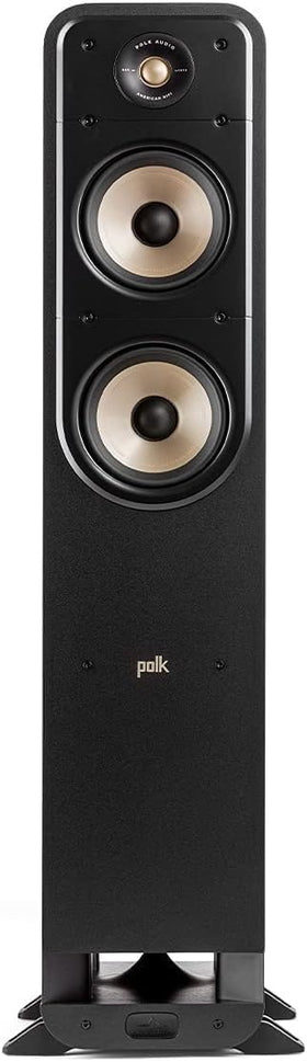 Polk Signature Elite ES55 front view in black for immersive home theater.