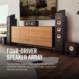 Polk Signature Elite ES60 side view showing slim tower profile for modern rooms.