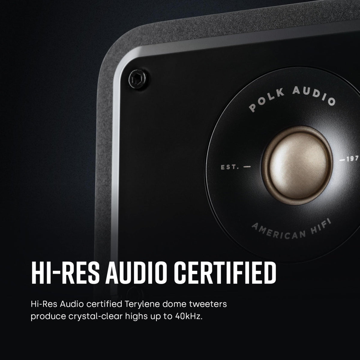 Polk Signature Elite ES60 tweeter close-up highlighting high-resolution highs.