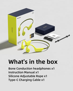 POLVCDG box includes headphones, USB cable, elastic band, and manual